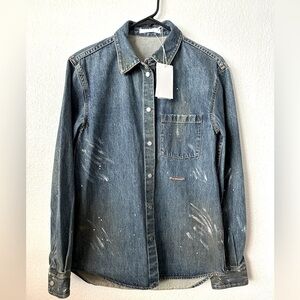 HELMUT LANG Women’s Painted Long Sleeves Denim Shirt Jacket BNWT